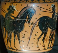 Black-figured lekythos with the inscription: &ldquo;buy me and you'll get a good bargain&rdquo;, ca.&nbsp;550 BC, Louvre