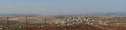 Panoramic view toward Tel Aviv from the Settlement Peduel in the west bank, the Green line passes less than 20&nbsp;km (12&nbsp;mi) from central Tel Aviv