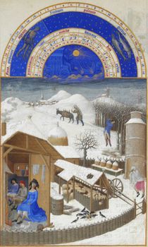February, from the Très Riches Heures du duc de Berry, ca.1410