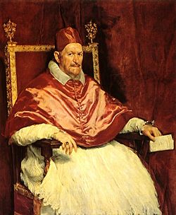 Pope Innocent X, on whose orders the city of Castro was destroyed on September 2, 1649.  Portrait by Diego Vel&aacute;zquez.