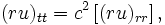 (ru)_{tt} = c^2 \left[(ru)_{rr} \right],\,
