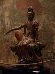 A Liao Dynasty polychrome wood-carved statue of Guan Yin, Shanxi Province, China, (907&ndash;1125 AD)