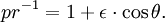 \ pr^{-1 } = 1+ \epsilon\cdot\cos\theta .