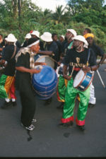 A Dominican drumming band
