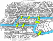 The Seven Bridges of K&ouml;nigsberg is a famous problem solved by Euler.