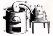 Antoine Lavoisier's famous phlogiston experiment. Engraving by Mme Lavoisier in the 1780s taken from Traité élémentaire de chemie (Elementary treatise on chemistry).