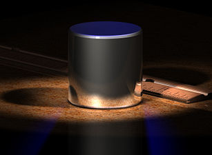 Shown above is a computer-generated image of the International Prototype Kilogram (&ldquo;IPK&rdquo;). The IPK is the kilogram. It sits next to an inch-based ruler for scale. The IPK is made of a platinum-iridium alloy and is stored in a vault at the BIPM in S&egrave;vres, France. For other kilogram-related images, see Links to photographs, below.