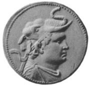 The founder of the Indo-Greek Kingdom, Demetrius I "the Invincible" (205&ndash;171 BCE), wearing the scalp of an elephant, symbol of his conquests in India.