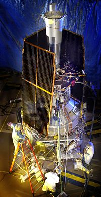 Gravity Probe B with its solar panels folded