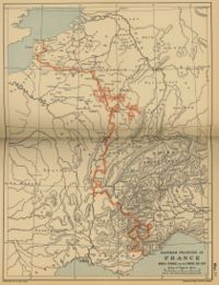 The final frontiers of France after the Peace of Cateau-Cambr&eacute;sis in 1559.  Despite more than three decades of further warfare, the French failed to regain any of their former possessions in Lombardy.