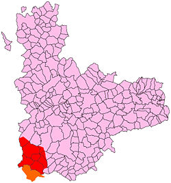 Map showing the ZEPA SPA designated territory. The red-colored area corresponds to the province of Valladolid, and the orange corresponds to Salamanca and &Aacute;vila.