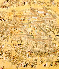 Chinese and Korean troops assault the Japanese forces of Hideyoshi in the Siege of Ulsan Castle during the Imjin War (1592&ndash;1598).
