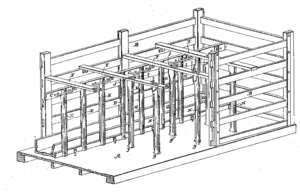 The diagram from U.S. Patent 106,887&nbsp; showing a cutaway view of Zadok Street's stock car design.
