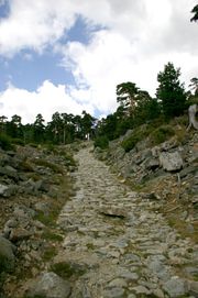 Roman road of the Fuenfr&iacute;a valley, in the Sierra de Guadarrama, Spain.