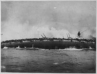 The German Cruiser SMS Bl&uuml;cher sinks in the Battle of Dogger Bank on 25 January 1915.