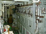 A modern diesel engine aboard a cargo ship