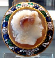 Sardonyx cameo representing Alexander the Great. Thought to be by Pyrgoteles, engraver of Alexander, around 325 BC. Cabinet des M&eacute;dailles, Paris.