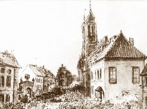 Fights at Krakowskie Przedmieście, a contemporary sketch by Jan Piotr Norblin (1740&ndash;1830)