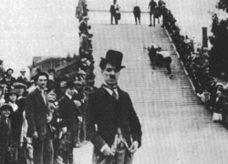 Kid Auto Races in Venice (1914): Chaplin's second film and the d&eacute;but of his "tramp" costume.