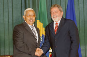 Current president of Cape Verde, Pedro Pires, meeting with Brazilian president Lula da Silva.