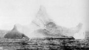 Photograph of an iceberg in the vicinity of the RMS Titanic&rsquo;s sinking taken on 15 April 1912 by the chief steward of the liner Prinz Adelbert.