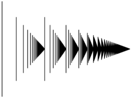 A graphical &ldquo;matchstick&rdquo; representation of the ordinal &omega;&sup2;.  Each stick corresponds to an ordinal of the form &omega;&middot;m+n where m and n are natural numbers.