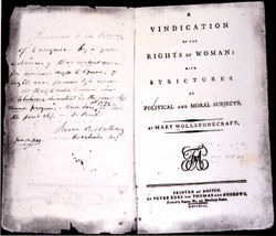 First edition print of Vindication of the Rights of Woman: with Strictures on Political and Moral Subjects