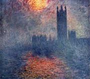 Monet's Trou&eacute;e de soleil dans le brouillard, Houses of Parliament, London, Sun Breaking Through the Fog, 1904