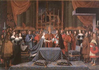 The wedding ceremony of Louis XIV and Marie-Th&eacute;r&egrave;se at Saint-Jean-de-Luz