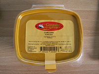 Commercially packaged turmeric powder