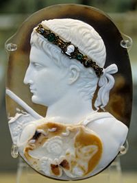 Portrait of Augustus wearing a gorgoneion on a three layered sardonyx cameo, AD 14&ndash;20
