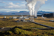 The Nesjavellir Geothermal Power Plant services the Greater Reykjav&iacute;k Area's hot water needs.