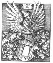 D&uuml;rer's own woodcut of his coat of arms