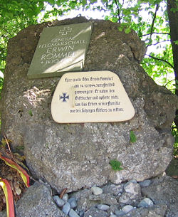 A memorial at the site of Field Marshall Erwin Rommel's suicide outside of the town of Herrlingen, Baden-W&uuml;rttemberg, Germany (west of Ulm).