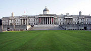 Trafalgar Square temporarily grassed over in May 2007.