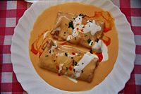 A nicely prepared Hortob&aacute;gyi palacsinta served in Sopron