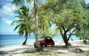 A Mini Moke at Speightstown beach