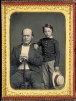 Henry James at eight years old with his father, Henry James, Sr. &mdash; 1854 daguerreotype by Mathew Brady
