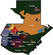 Language Map of Guatemala, according to the Comisi&oacute;n de Oficializaci&oacute;n de los Idiomas Ind&iacute;genas de Guatemala. The dark green area represents Spanish.