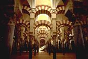 Interior of the Mezquita in C&oacute;rdoba, a Muslim mosque until the Reconquest, after which it became a Christian cathedral.