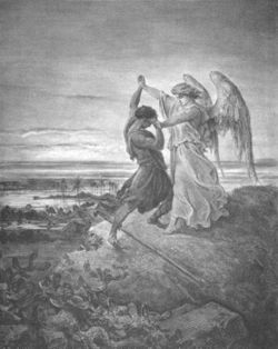 Jacob Wrestling with the Angel; illustration by Gustave Dor&eacute; (1855)