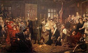 Union of Lublin of 1569, by Jan Matejko, 1869, oil on canvas, 298&times;512cm, National Museum, Warsaw