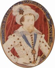 Portrait of James by Nicholas Hilliard, from the period 1603&ndash;1609.