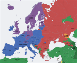 Predominant religions in Europe &nbsp;&nbsp;&nbsp;&nbsp;&nbsp;Roman Catholic Christianity &nbsp;&nbsp;&nbsp;&nbsp;&nbsp;Eastern and Oriental Orthodox Christianity &nbsp;&nbsp;&nbsp;&nbsp;&nbsp;Protestant Christianity &nbsp;&nbsp;&nbsp;&nbsp;&nbsp;Sunni Islam &nbsp;&nbsp;&nbsp;&nbsp;&nbsp;Shia Islam &nbsp;&nbsp;&nbsp;&nbsp;&nbsp;Buddhism