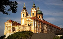 Melk Abbey&mdash;adjoining Wachau Valley, Lower Austria&mdash;exemplifies the Baroque style.