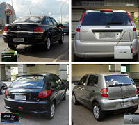 Typical Brazilian "flex" models from several car makers, that run on any blend of ethanol and gasoline.
