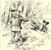 "Drawing the Line in Mississippi," referring to Roosevelt's sparing the bear, by Clifford Berryman, 1902. The Washington Post political cartoon that spawned the Teddy bear name.