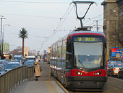 A modern tram in Warsaw