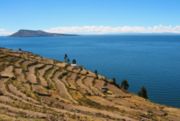 One of the islands from Lake Titicaca: Amantan&iacute; in the distance as seen from Taquile