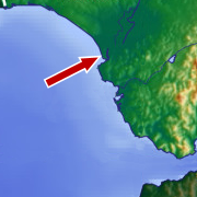 Location of city of Sanl&uacute;car de Barrameda, the starting point for Columbus' third journey.